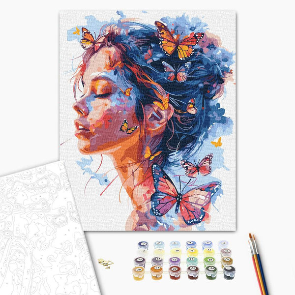 Ideia de Guerreiro com Borboletas para Pintar por Números