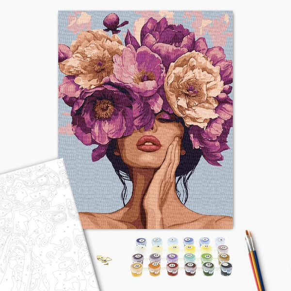 Pintar por Números Mujer Con Pétalos Ideyka