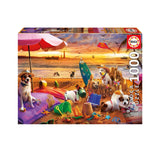 Puzzle 1000 Piezas Perros Jugando en la Playa Educa