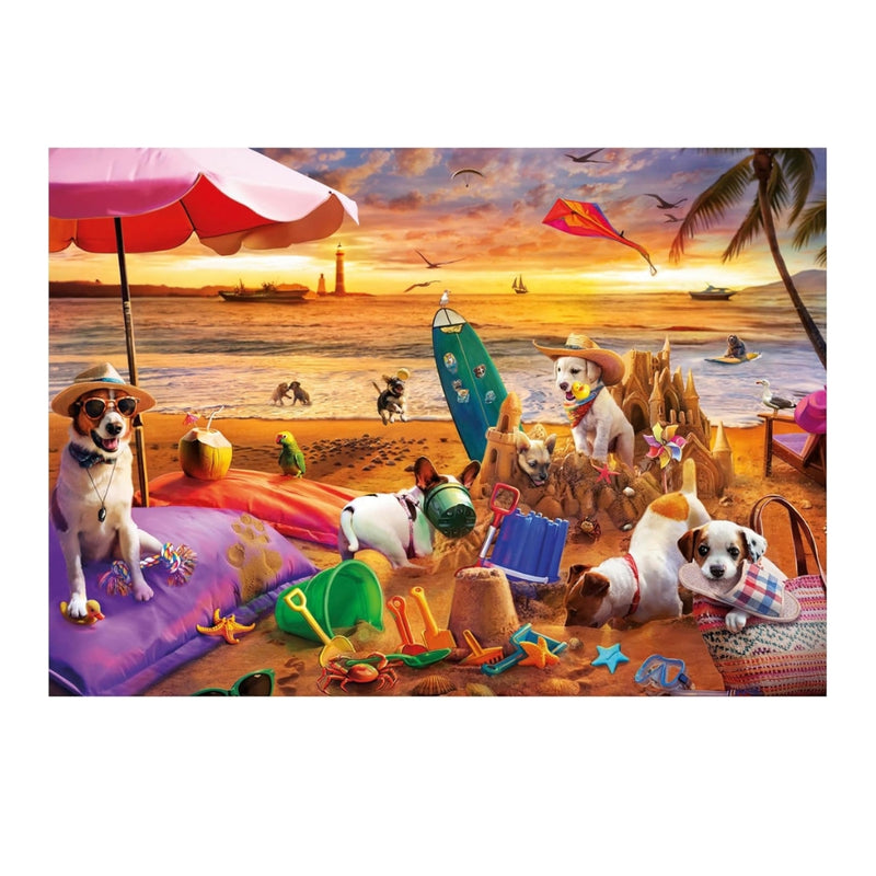 Puzzle Educa 1000 Piezas Perros Jugando en la Playa 