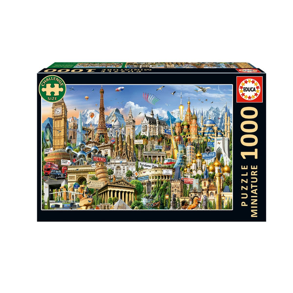 Puzzle Educa 1000 piezas Símbolos de Europa Miniature, rompecabezas