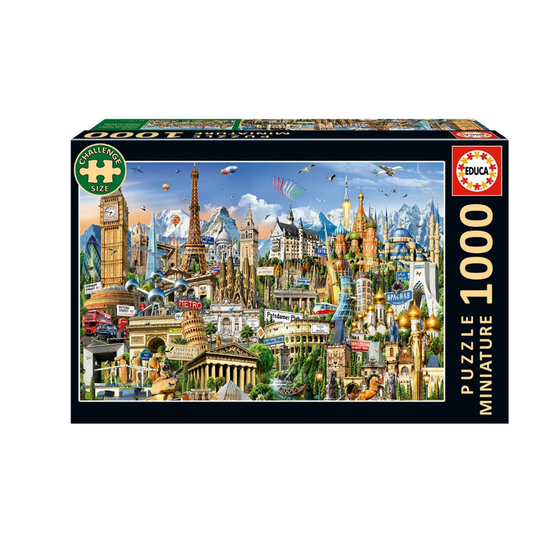 Puzzle Educa 1000 piezas Símbolos de Europa Miniature, rompecabezas