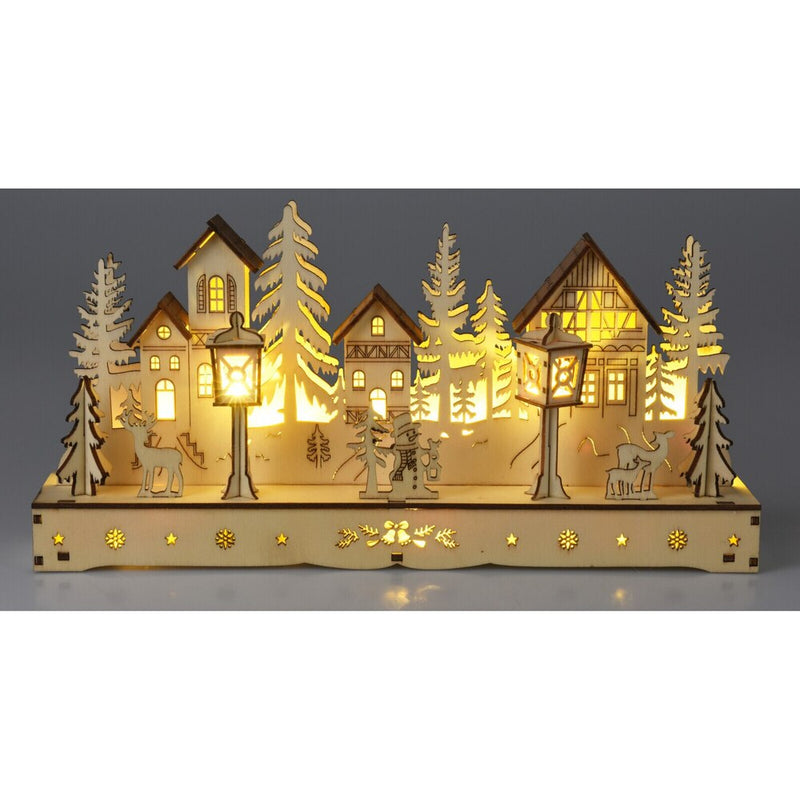 decoracion de madera navideña con luces LED