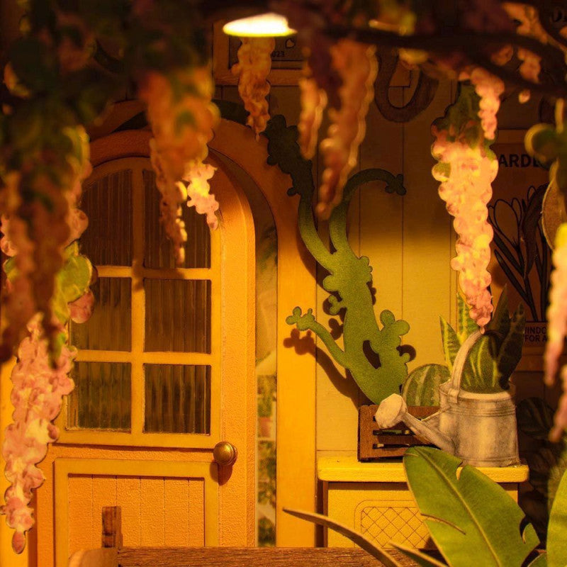 detalles de la maqueta sujetalibros garden house robotime