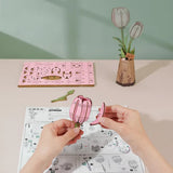 montaje rompecabezas 3D pink tulip robotime