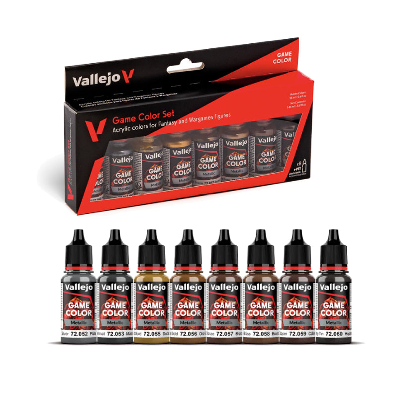 set pinturas acrílicas vallejo game color metallic