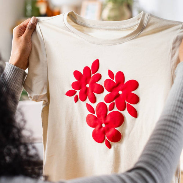 proyecto con vinilo puff iron-on textil cricut