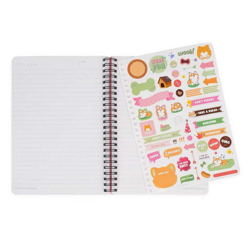 libreta a5 de corgis legami cpn pegatinas adorables