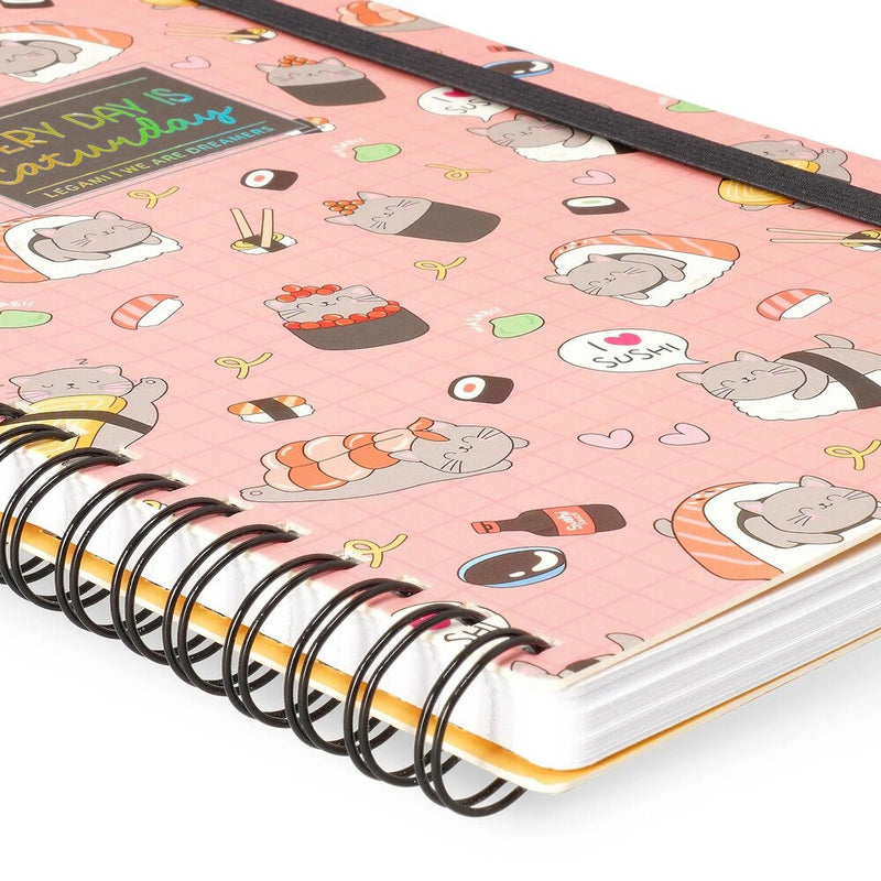 cuaderno con anillas sushi cat legami