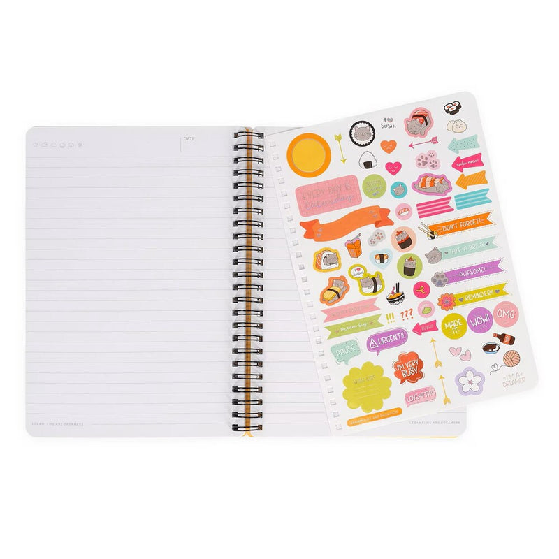cuaderno a rayas a5 con pegatinas legami