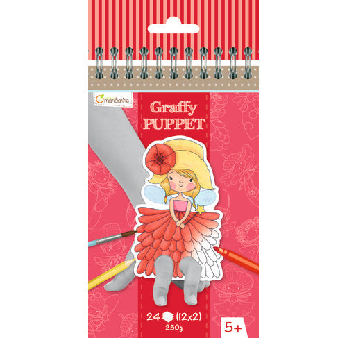 Cuaderno Colorear Dibujos Hadas Convertible en 24 Marionetas Tamaño Bolsillo Graffy Puppet de Avenue Mandarine (2)