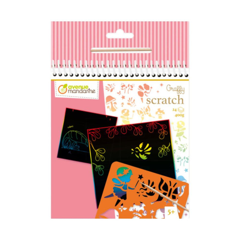Cuaderno Clorear Graffy Scratch Hadas Aventure Mandarine