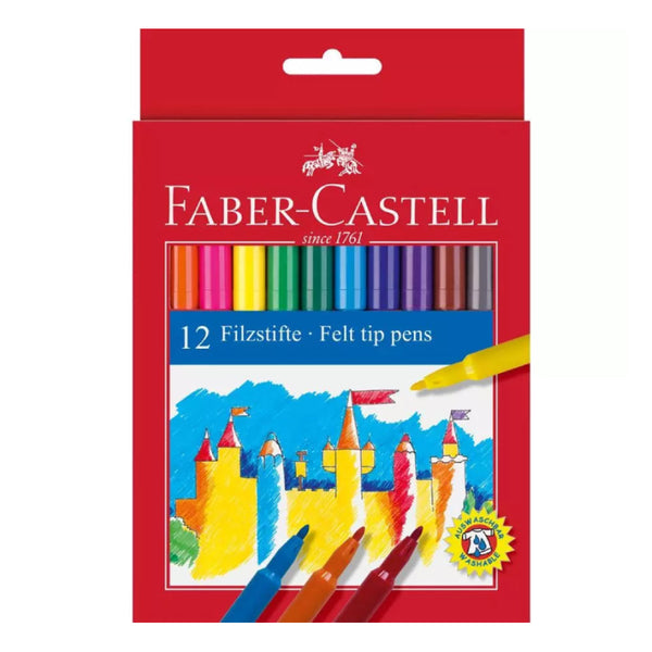 Estuche 12 Rotuladores Escolares Serie Roja Faber Castell