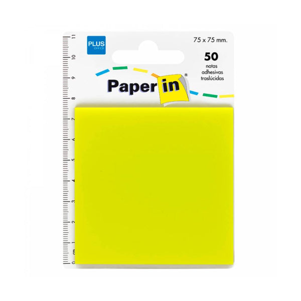 50 Notas Adhesivas Translúcidas Amarillas Paper-In 75x75