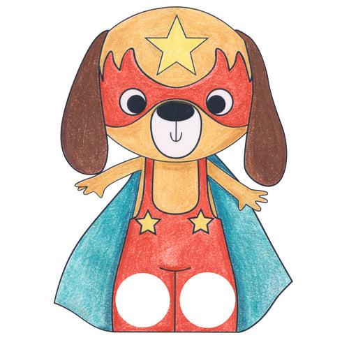 Marioneta para Colorear Perro Superhéroe Avenue Mandarine (1)