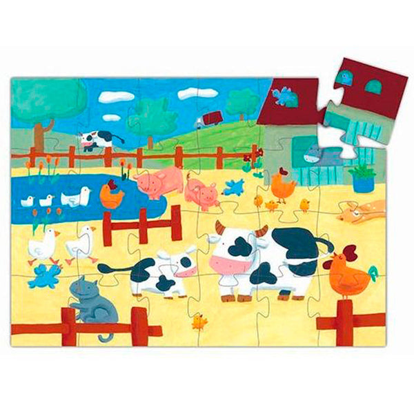 Puzzle Infantil 24 Piezas con Dibujo Granja y Caja Forma de Vaca de DJECO - milbby tienda de manualidades bellas artes y scrap