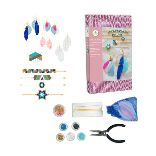 Kit Para Crear Joyas de Perlas Japonesas y Plumas (1)