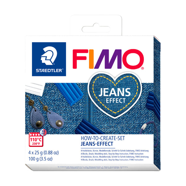 Set 4 Pastas de Modelar Efecto Jeans Fimo Soft