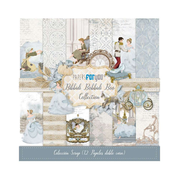 Set 10 Papeles Scrap Doble Cara 30x30 Bibbidi Bobbidi Boo Papers For You