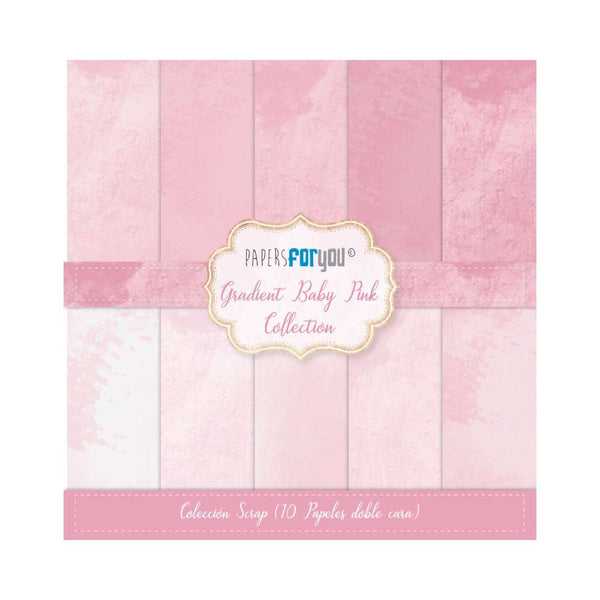 Set 10 Papeles Scrap Doble Cara 30x30 Gradient Baby Pink Papers For You