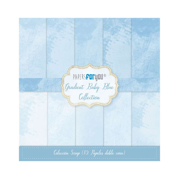 Set 10 Papeles Scrap Doble Cara 30x30 Gradient Baby Blue Papers For You