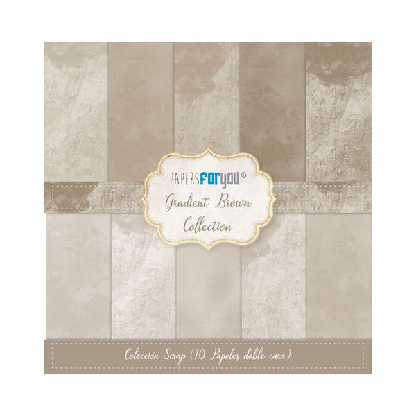Set 10 Papeles Scrap Doble Cara 30x30 Gradient Brown Papers For You