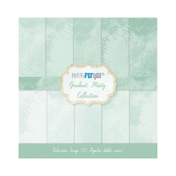 Set 10 Papeles Scrap Doble Cara 30x30 Gradient Minty Papers For You