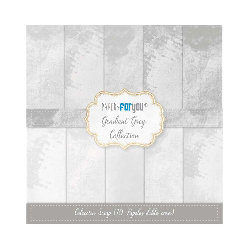 Set 10 Papeles Scrap Doble Cara 30x30 Gradient Grey Papers For You