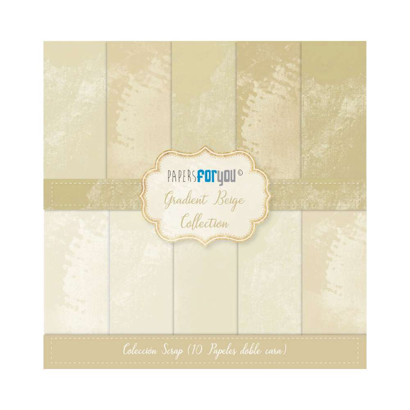 Set 10 Papeles Scrap Doble Cara 30x30 Gradient Beige Papers For You