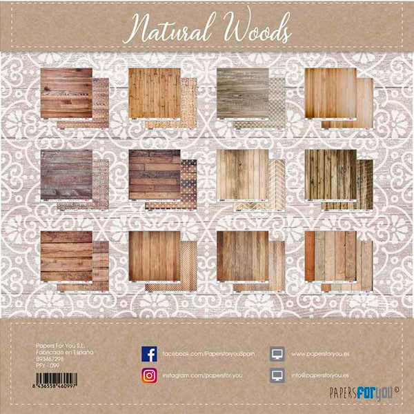 Set 12 Papeles Scrap Natural Woods 30x30 Papers For You (1)