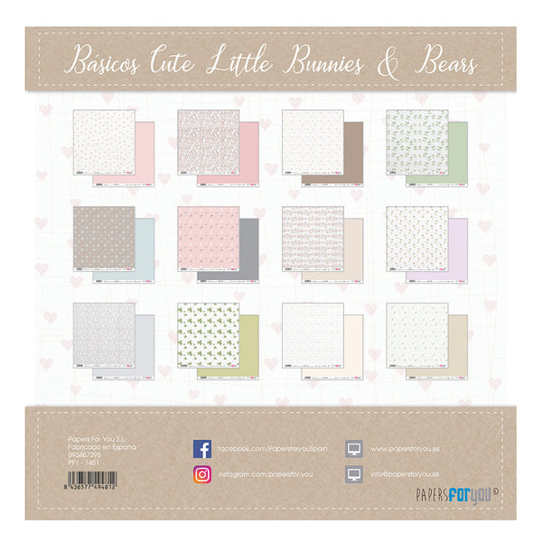 Set 12 Papeles Scrap Cute Little Bunnies 30x30 Papers For You (1)