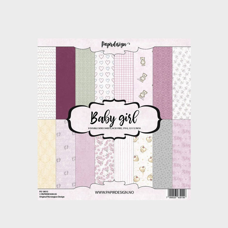 Set Papeles Scrap Baby Girl 12x12" Papirdesign