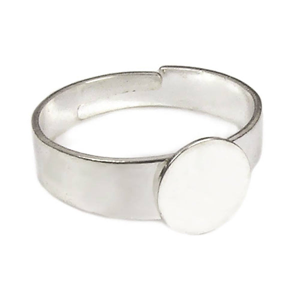 2 Anillos Metal Ajustable Plateado 8 mm