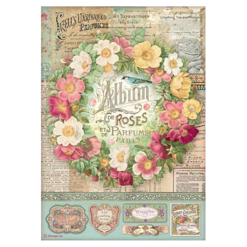 Papel Arroz A4 Album De Rosas Rose Parfum Stamperia