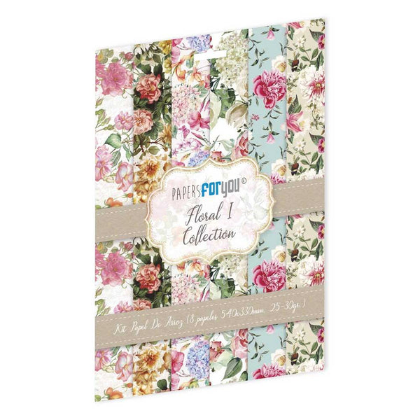 Colección de 8 Papeles Arroz 54x33 cm 25-30 gr Floral I