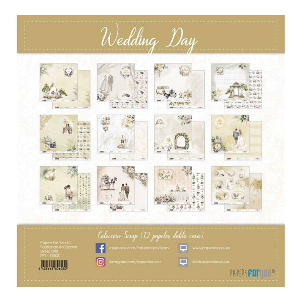 Set 12 Papel Scrap Doble Cara 30x30 Wedding Day Papers For You (1)