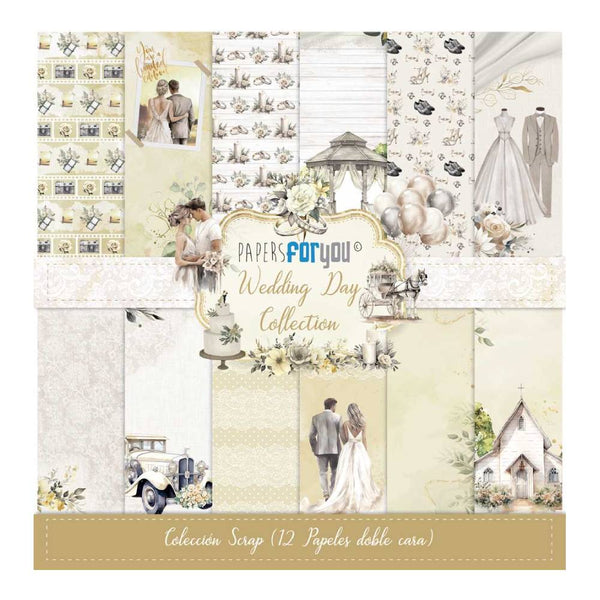 Set 12 Papel Scrap Doble Cara 30x30 Wedding Day Papers For You
