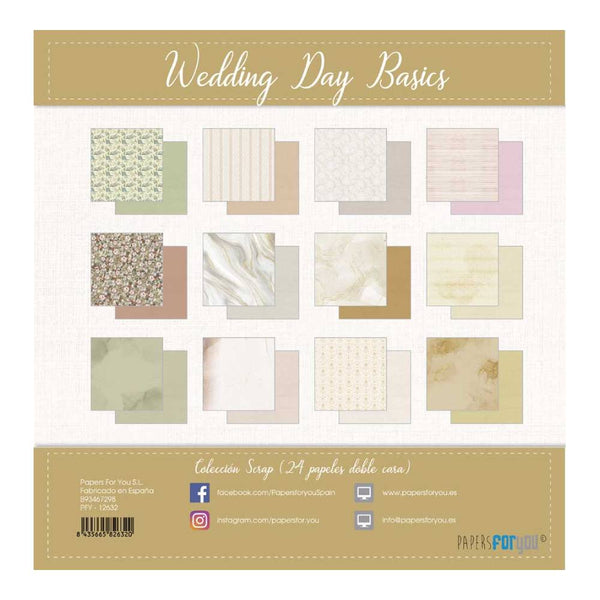 Set 24 Papel Scrap Doble Cara 20x20 Wedding Day Basics Papers For You (1)