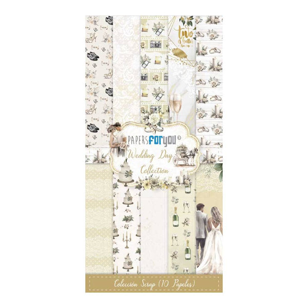Set 10 Papel Scrap Una Cara 15x30 Wedding Day Papers For You
