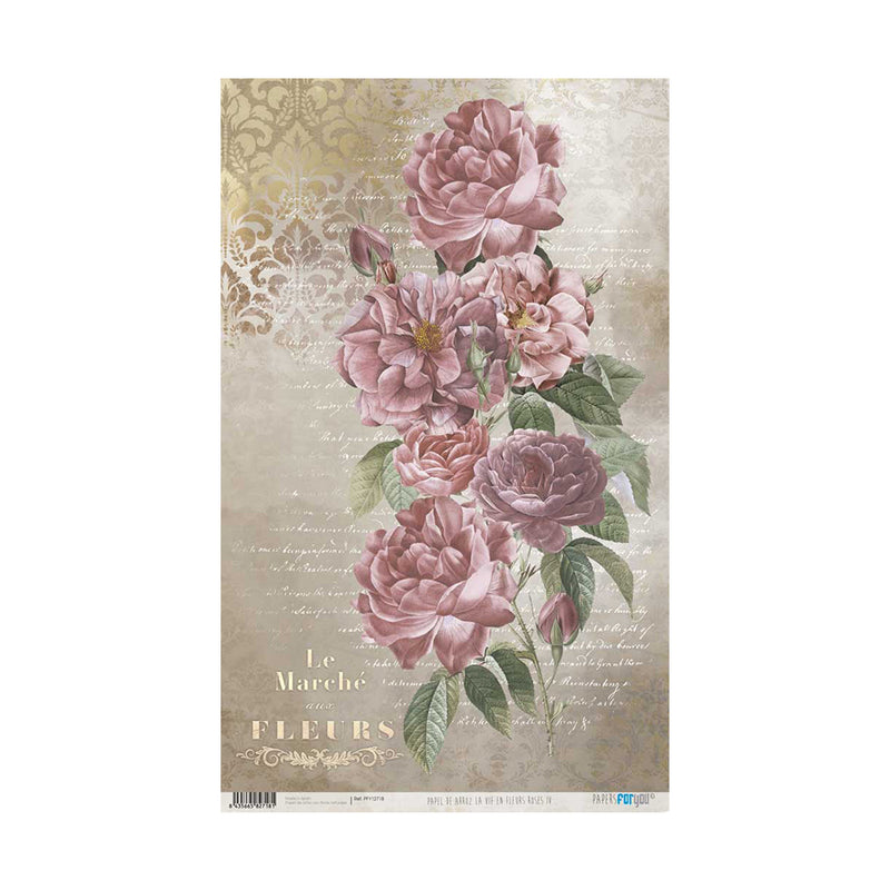 Papel Arroz 54x33 30g La Vie En Fleurs Roses IV