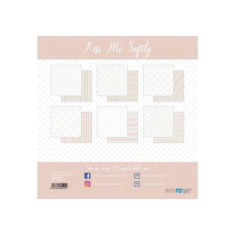 Set 12 Papeles Scrap 15x15cm Kiss Me Softly Papers For You (13)