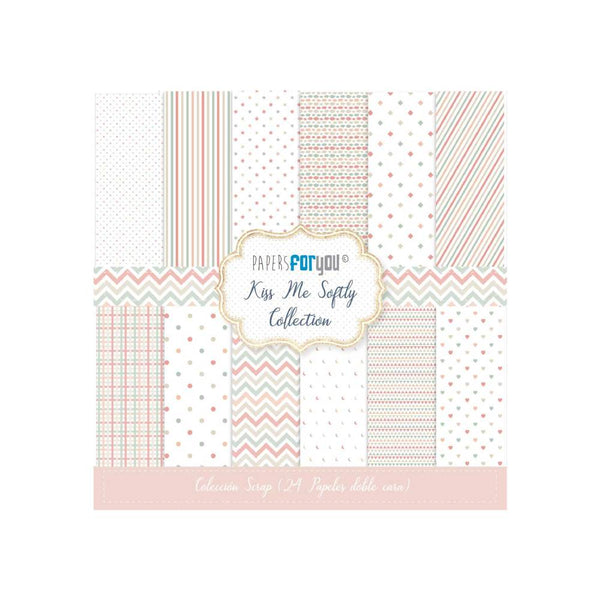 Set 12 Papeles Scrap 15x15cm Kiss Me Softly Papers For You