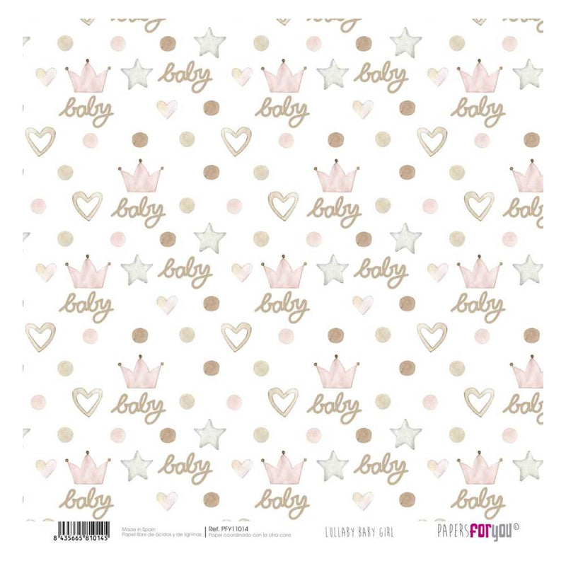 Set 12 Papeles Scrap 30x30cm Lullaby Baby Girl Papers For You (8)