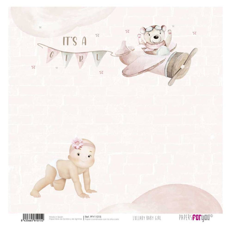 Set 12 Papeles Scrap 30x30cm Lullaby Baby Girl Papers For You (9)