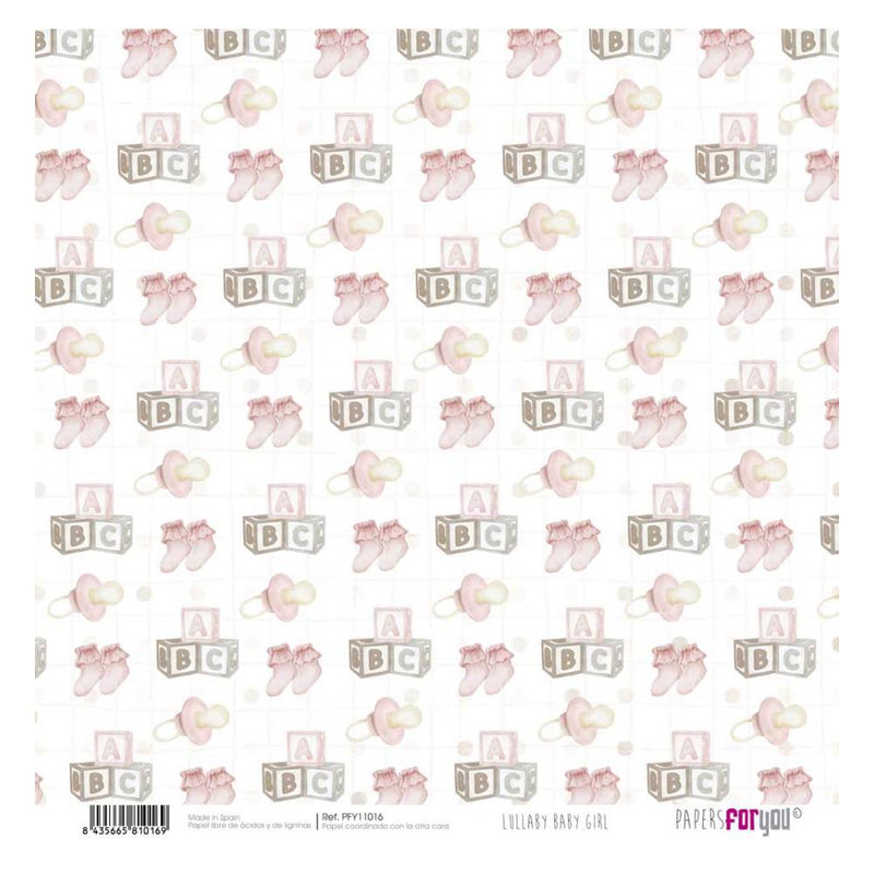 Set 12 Papeles Scrap 30x30cm Lullaby Baby Girl Papers For You (13)
