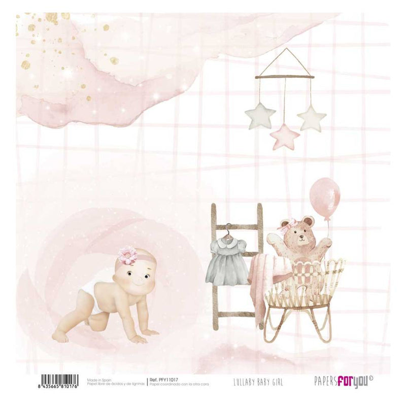 Set 12 Papeles Scrap 30x30cm Lullaby Baby Girl Papers For You (14)