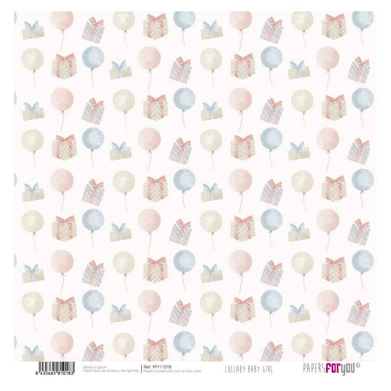 Set 12 Papeles Scrap 30x30cm Lullaby Baby Girl Papers For You (17)