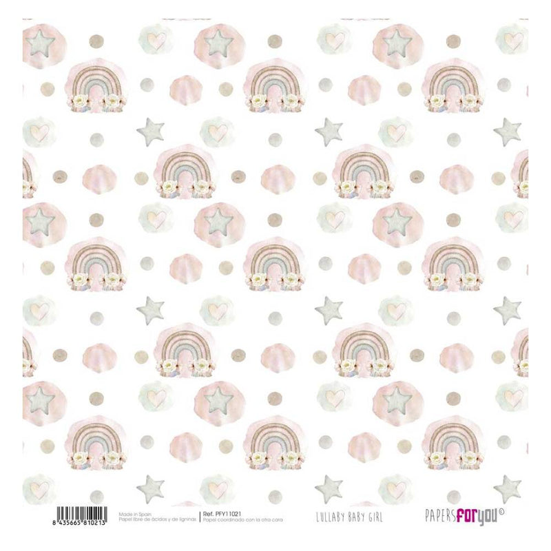 Set 12 Papeles Scrap 30x30cm Lullaby Baby Girl Papers For You (21)