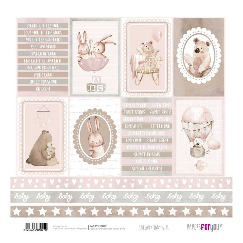 Set 12 Papeles Scrap 30x30cm Lullaby Baby Girl Papers For You (22)