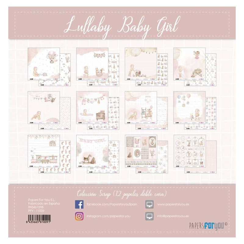 Set 12 Papeles Scrap 30x30cm Lullaby Baby Girl Papers For You (10)